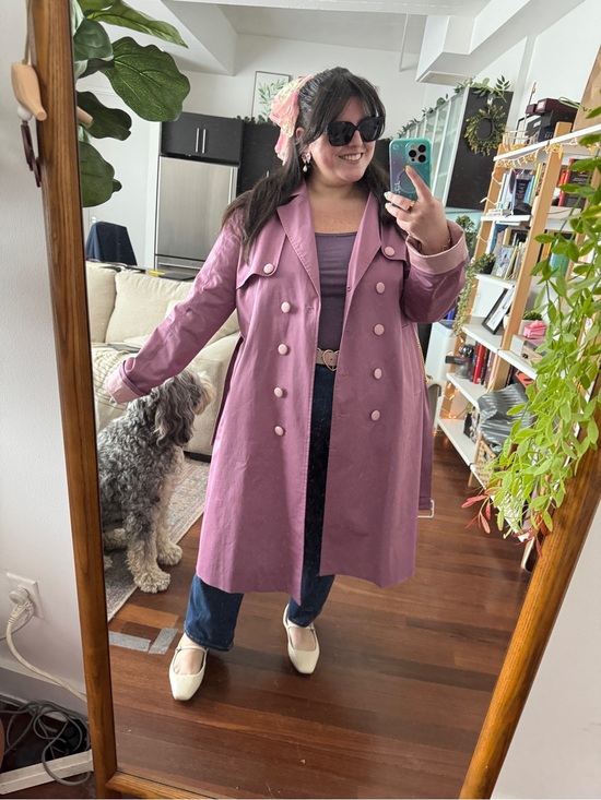 Hilary Macmillan Jackets & Blazers - Womens Dusty Rose Double-Breasted Trench Coat